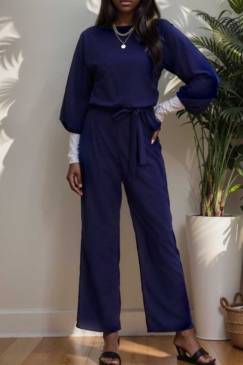 solid color one shoulder short sleeve jumpsuit 111072