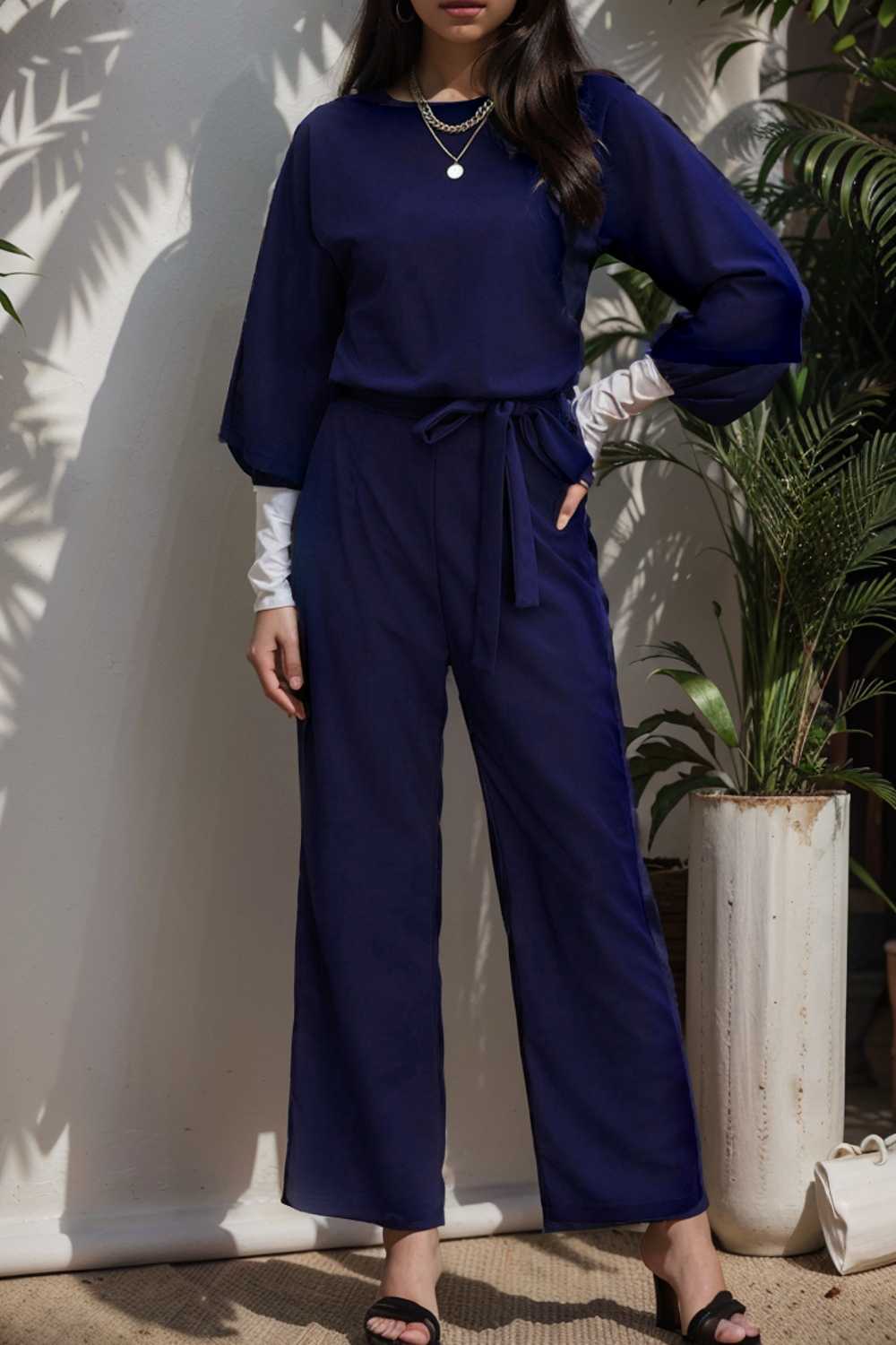 solid color one shoulder short sleeve jumpsuit 112181