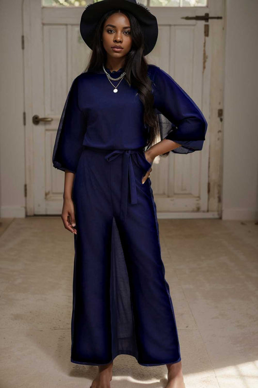 solid color one shoulder short sleeve jumpsuit 111008