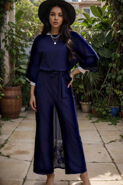 solid color one shoulder short sleeve jumpsuit 112178
