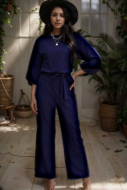 solid color one shoulder short sleeve jumpsuit 104971