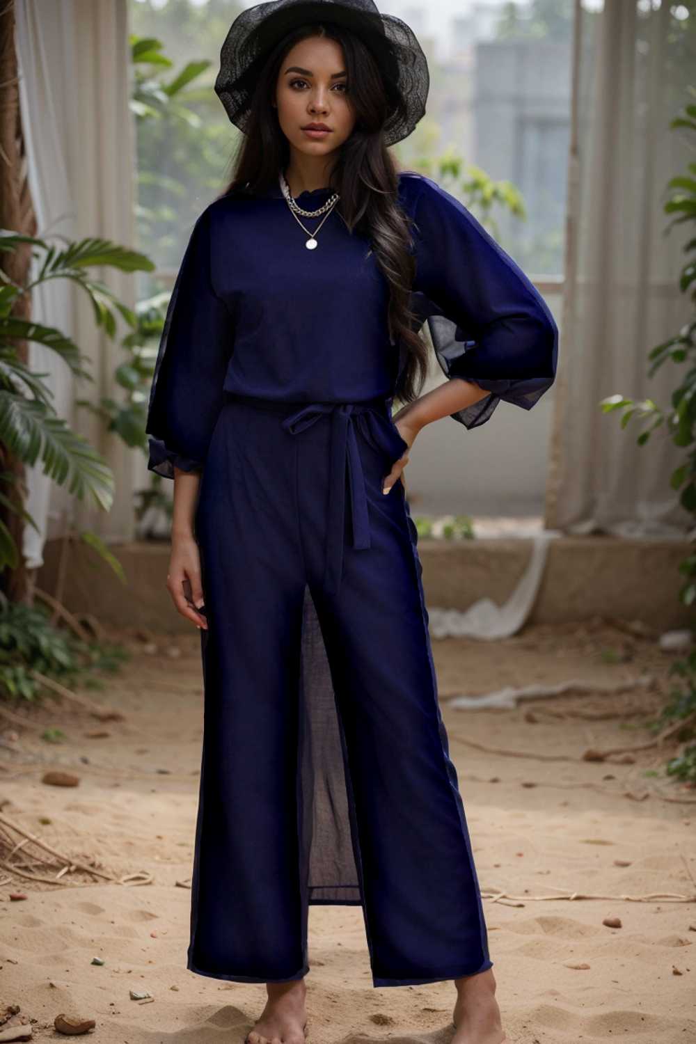 solid color one shoulder short sleeve jumpsuit 112166
