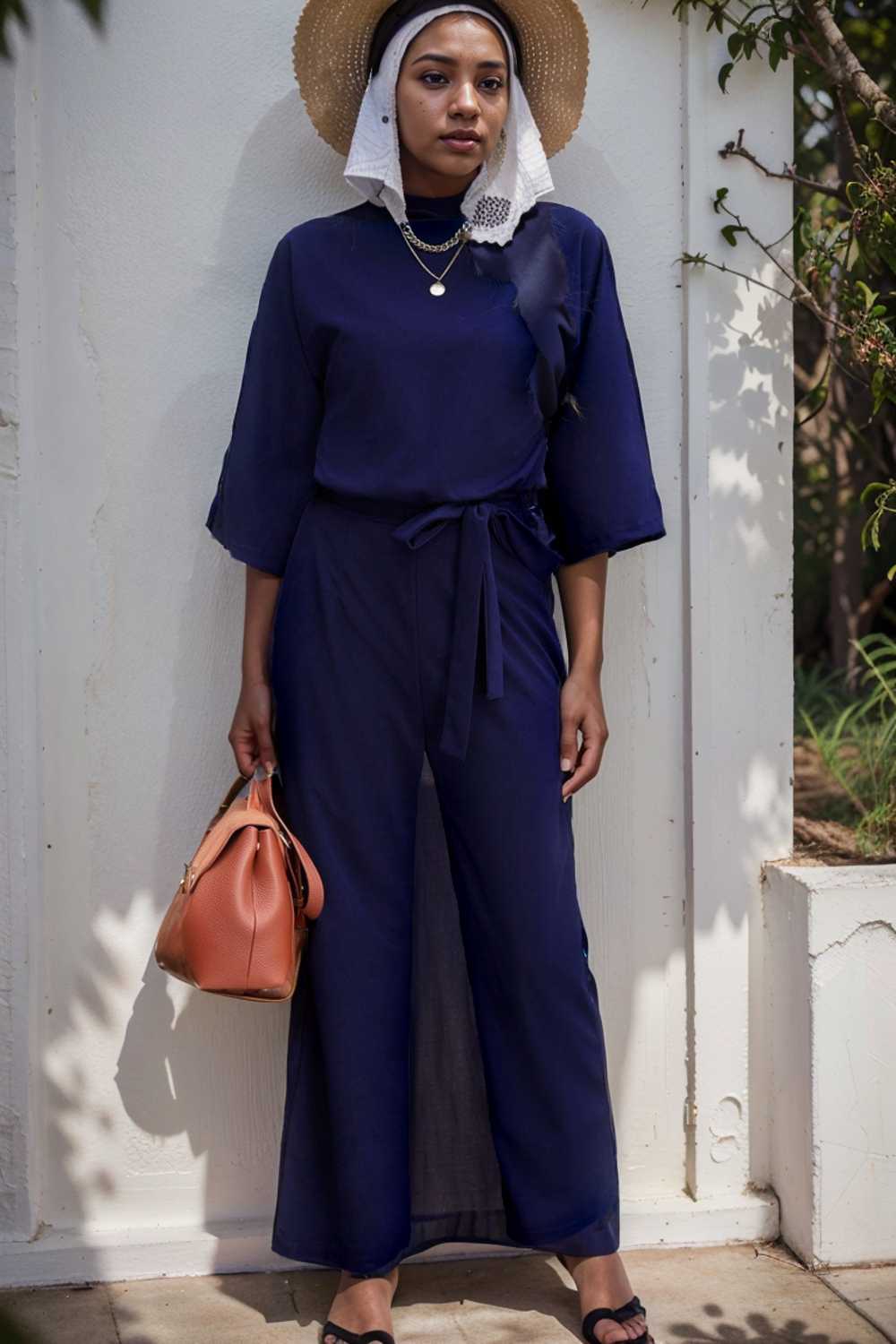 solid five point sleeve belted wide leg jumpsuit 106407