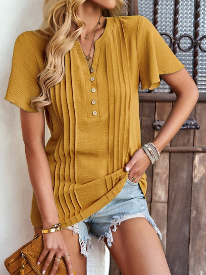 Solid Loose Casual Short-Sleeved V-Neck T-Shirts