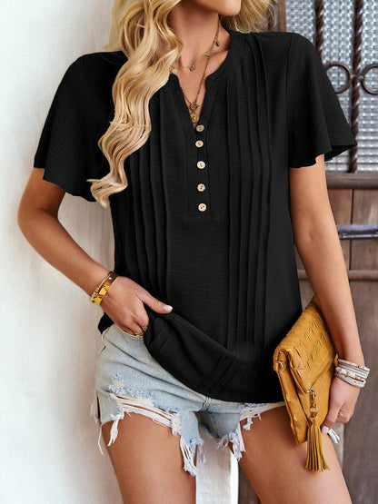 Solid Loose Casual Short-Sleeved V-Neck T-Shirts