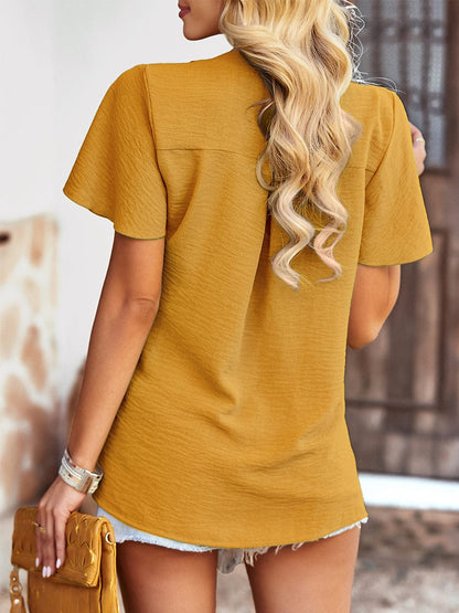 Solid Loose Casual Short-Sleeved V-Neck T-Shirts