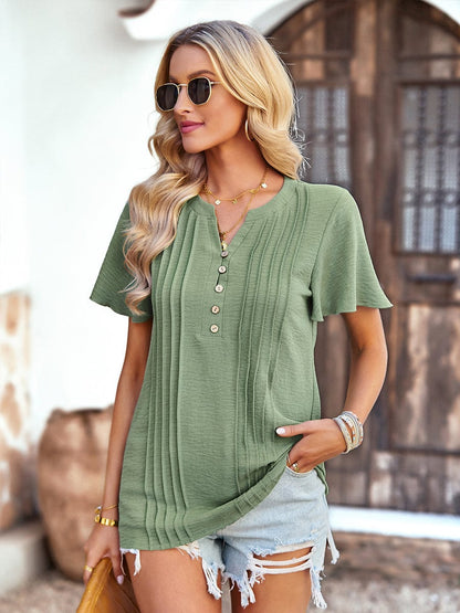 Solid Loose Casual Short-Sleeved V-Neck T-Shirts