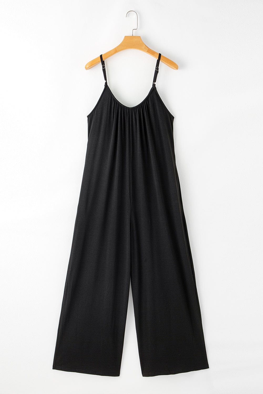 Solid Pocket Wide Leg Casual Jumpsuit