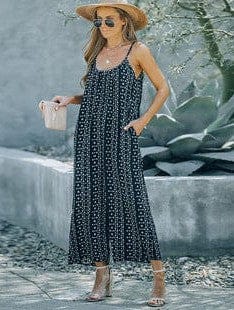 Solid Pocket Wide Leg Casual Jumpsuit