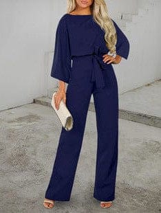 Solid Pocket Wide Leg Casual Jumpsuit