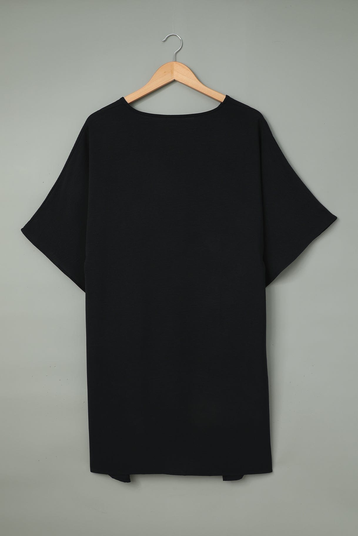 Solid V Neck Bell Sleeve Loose Casual T-Shirt