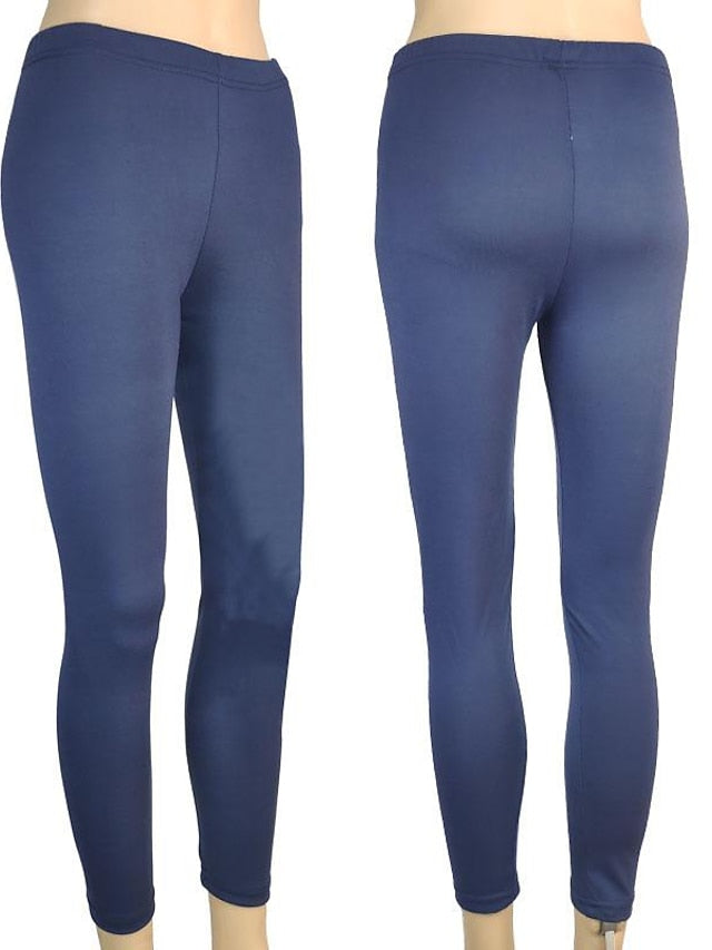 Women's Tights Normal Polyester Plain Lake blue Sapphire Fashion Mid Waist Full Length Casual Weekend