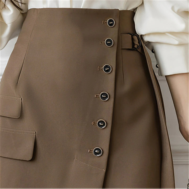 Women's Skirt Pencil Work Skirts Long Skirt Midi Skirts Patchwork Solid Colored Office / Career Daily Spring &  Fall Polyester Elegant Summer Black Brown