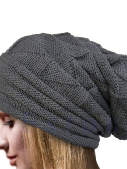 Women's Hat Beanie / Slouchy Black Khaki Dark Gray Outdoor Street Dailywear Knit Pure Color Portable Windproof Comfort - LuckyFash™