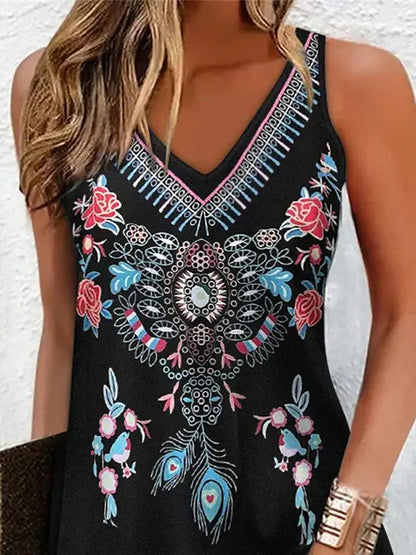 Women's Slip Dress Floral Ruched Print Strap Mini Dress Vintage Ethnic Daily Vacation Sleeveless Summer Spring