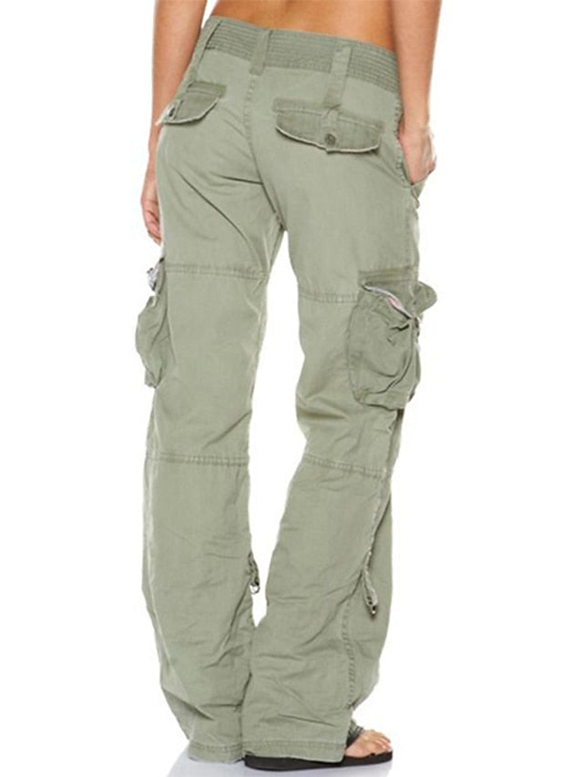 Women's Tactical Cargo Pants Trousers Cotton Blend Black Pink Wine Mid Waist Chic & Modern Casual / Sporty Sports Weekend Pocket Full Length Comfort Plain S M L XL XXL - LuckyFash™