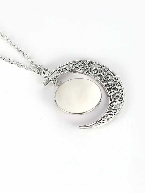 Star Sky Round & Moon Pendant Necklace