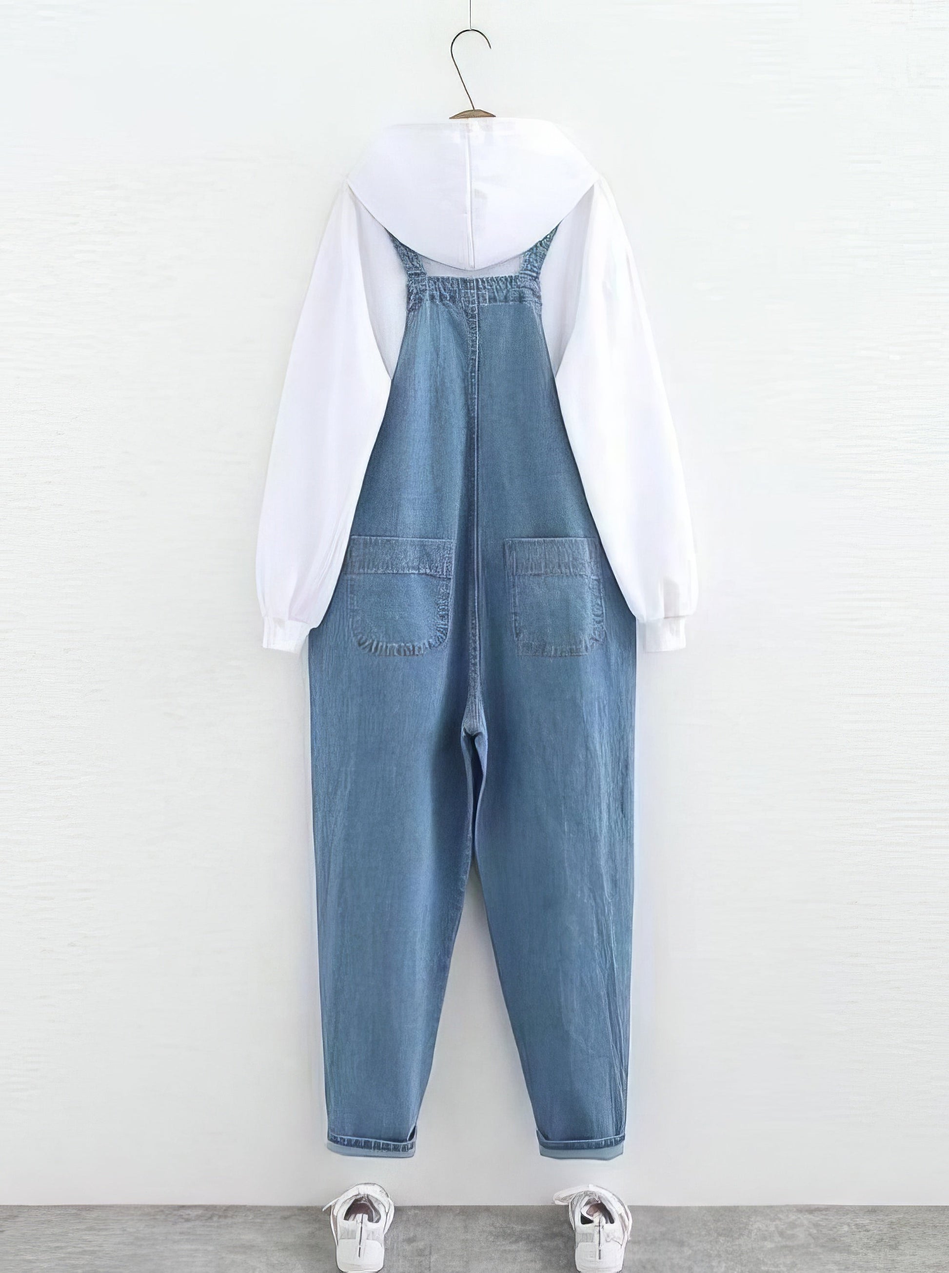 Plus Jumpsuits - Straight Plus Size Curve Dark-Wash Plus-Size Jean Overalls - MsDressly