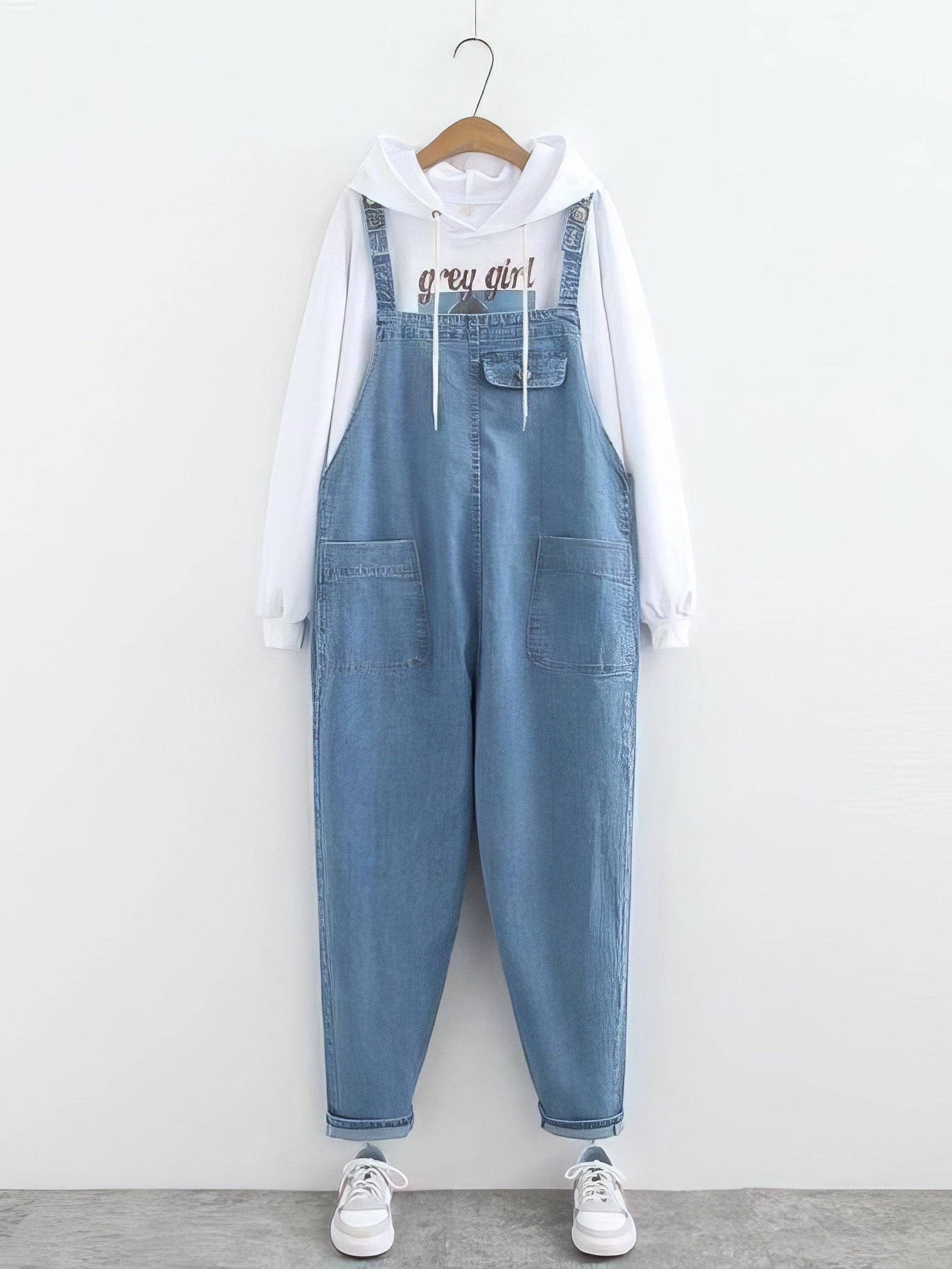 Straight Plus Size Curve Dark-Wash Plus-Size Jean Overalls