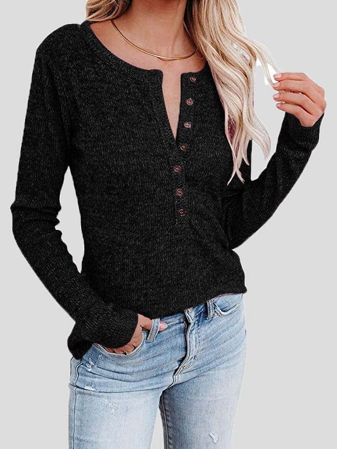 Stylish Button-Up Long Sleeve Tee