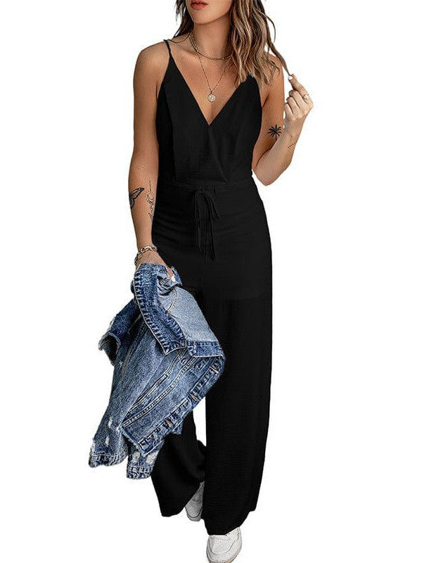 Suspenders Women's Casual Jumpsuit with Waist-Slimming Trousers