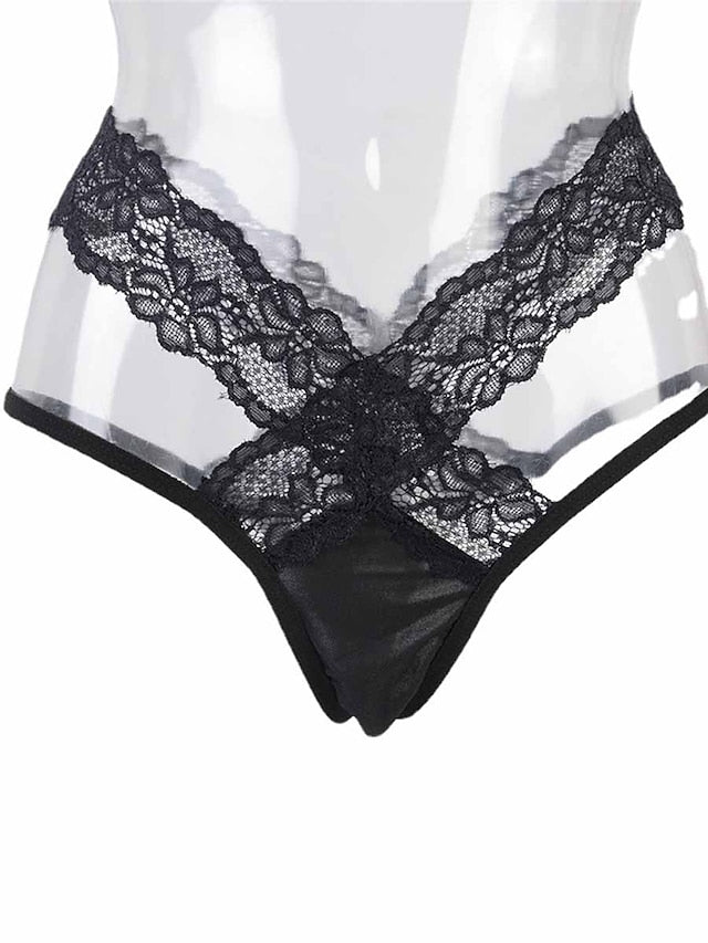 Women's Sexy Lingerie Panties Pure Color Fashion Hot Bed Valentine's Day Lace Breathable Summer Spring Black White - LuckyFash™