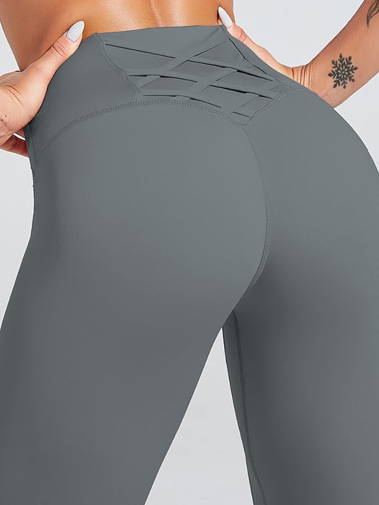 Women's Yoga Pants Criss Cross Tummy Control Butt Lift High Waist Yoga Fitness Gym Workout Leggings Bottoms Black Grey Pale Pink Sports Activewear High Elasticity Skinny / Athletic / Athleisure - LuckyFash™