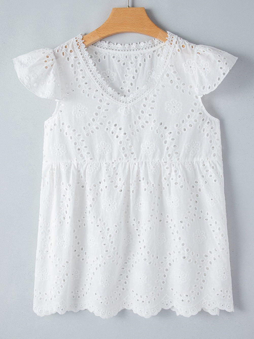 Sweet Eyelet Lace Babydoll Shift Top