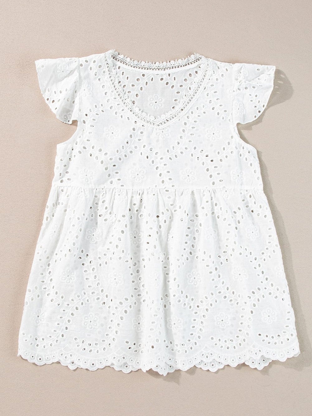 Sweet Eyelet Lace Babydoll Shift Top