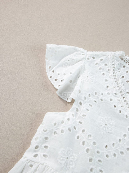 Sweet Eyelet Lace Babydoll Shift Top