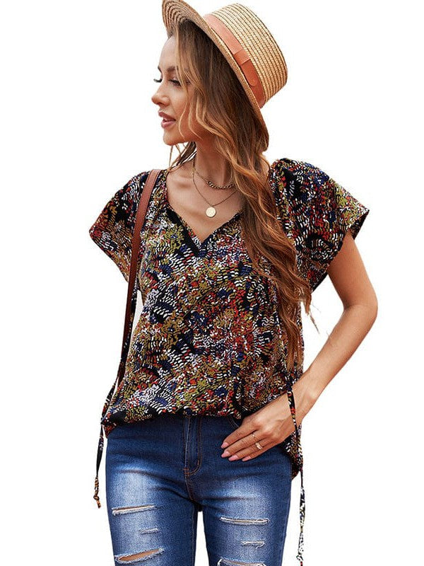 Casual V-neck Loose Plus Size Short-sleeved T-shirt