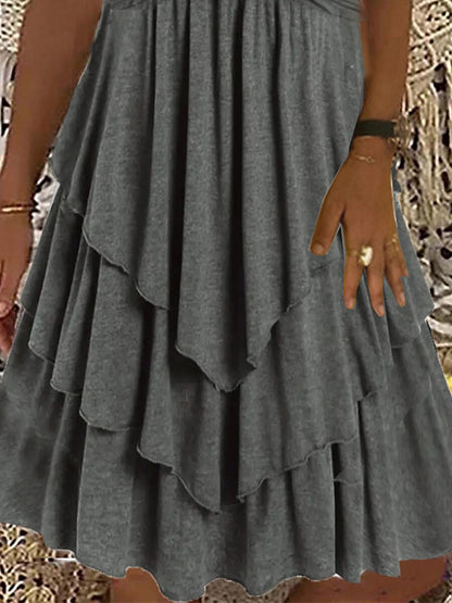 Women‘s Plus Size Curve Casual Dress A Line Dress Solid Color Midi Dress Sleeveless Ruched Twist U Neck Elegant Daily Gray Summer Spring L XL XXL 3XL 4XL