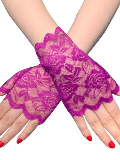Women's Fingerless Gloves Lace Gloves Wedding Party Evening Gift Polyester Simple Bridal Gloves Sexy 1 Pair - LuckyFash™