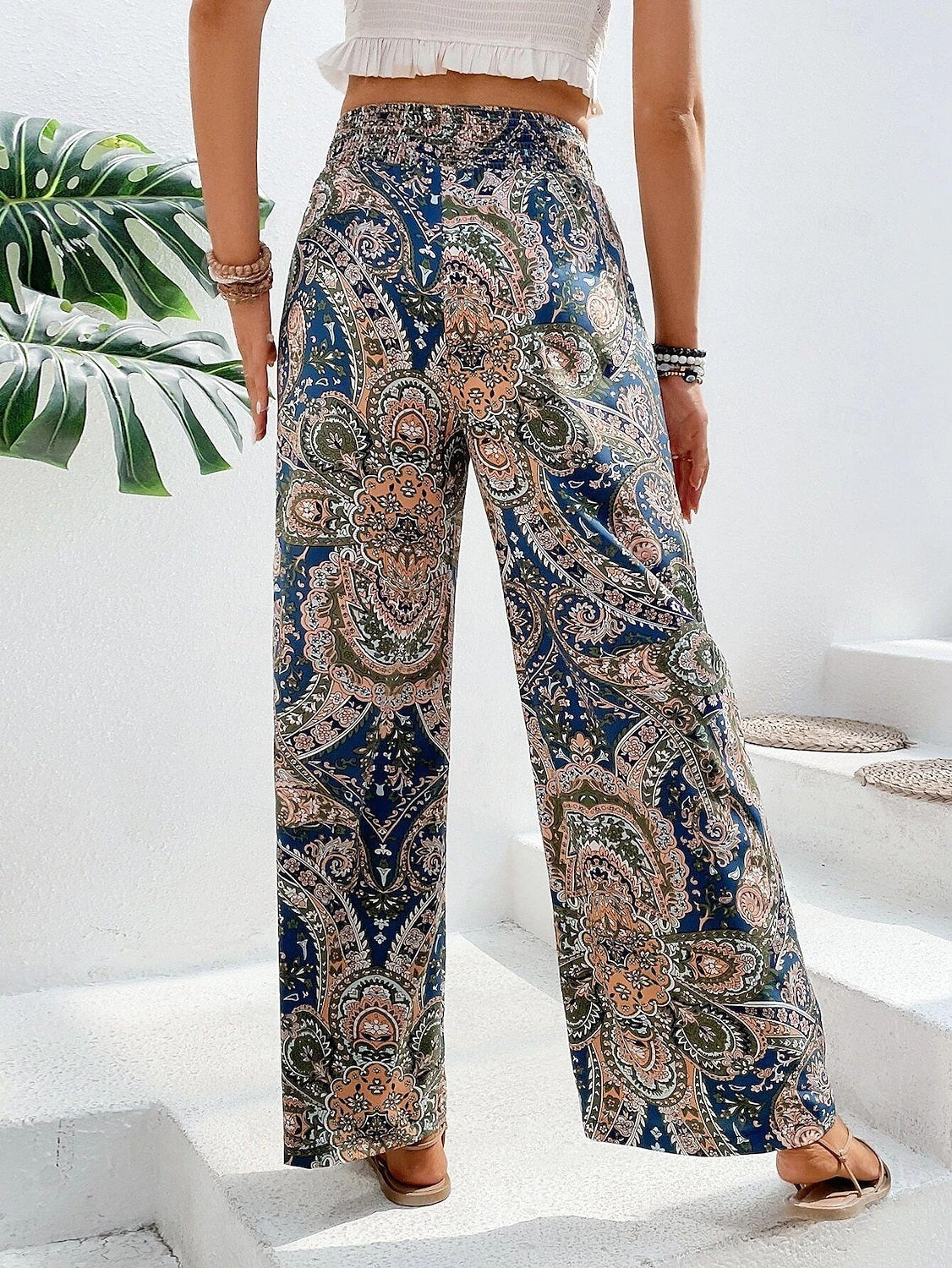 Women's Wide Leg Polyester Floral Blue Red & White Casual Daily Long Weekend Spring & Summer