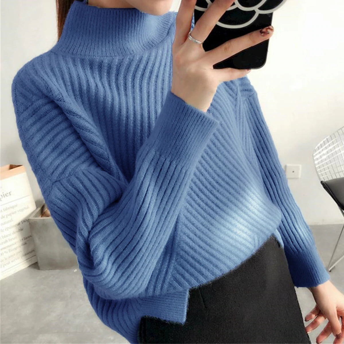 Women's Pullover Sweater Jumper Stand Collar Ribbed Knit Spandex Yarns Patchwork Split Fall Winter Regular Outdoor Daily Going out Stylish Casual Soft Long Sleeve Solid Color Black White Yellow