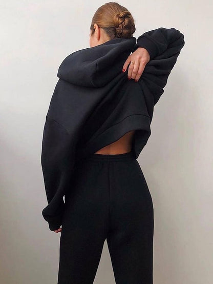Women's Tracksuit Sweatsuit 2 Piece Street Winter Long Sleeve Fleece Thermal Warm Breathable Soft Fitness Running Jogging Sportswear Activewear Camel Almond Light Brown - LuckyFash™