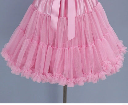 Women's Swing Petticoat Mini Skirts Ruffle Layered Tulle Solid Colored Performance Party Fall & Winter Organza Tulle Fashion Pink