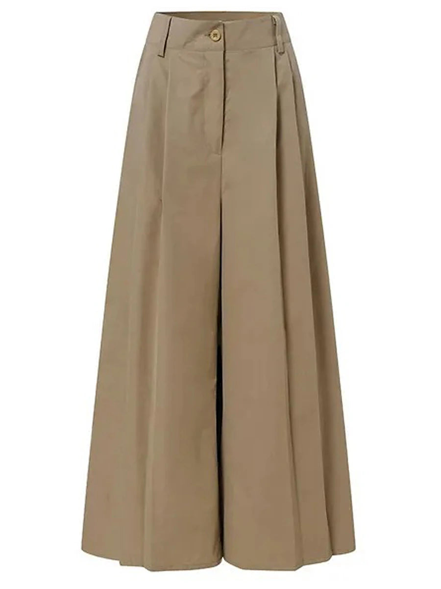 Women‘s Wide Leg Dress Work Pants Bell Bottom Full Length Fashion Streetwear Daily Black Khaki S M Fall Winter