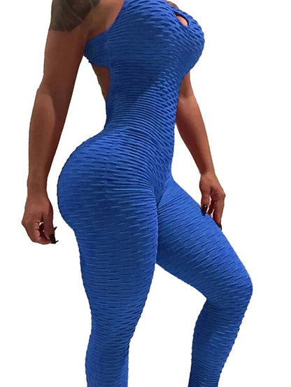 Women's Onesie Workout Sets Scrunch Butt Open Back Bodysuit Romper Clothing Suit Black White Spandex Yoga Fitness Gym Workout Tummy Control Butt Lift Power Flex Sleeveless Sport Activewear High - LuckyFash™