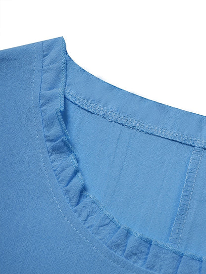 Women's Cotton Linen Dress Casual Dress Maxi long Dress Cotton Basic Casual Outdoor Daily Vacation Crew Neck Pocket Half Sleeve Summer Spring 2023 Loose Fit Black Yellow Blue Plain S M L XL 2XL - LuckyFash™