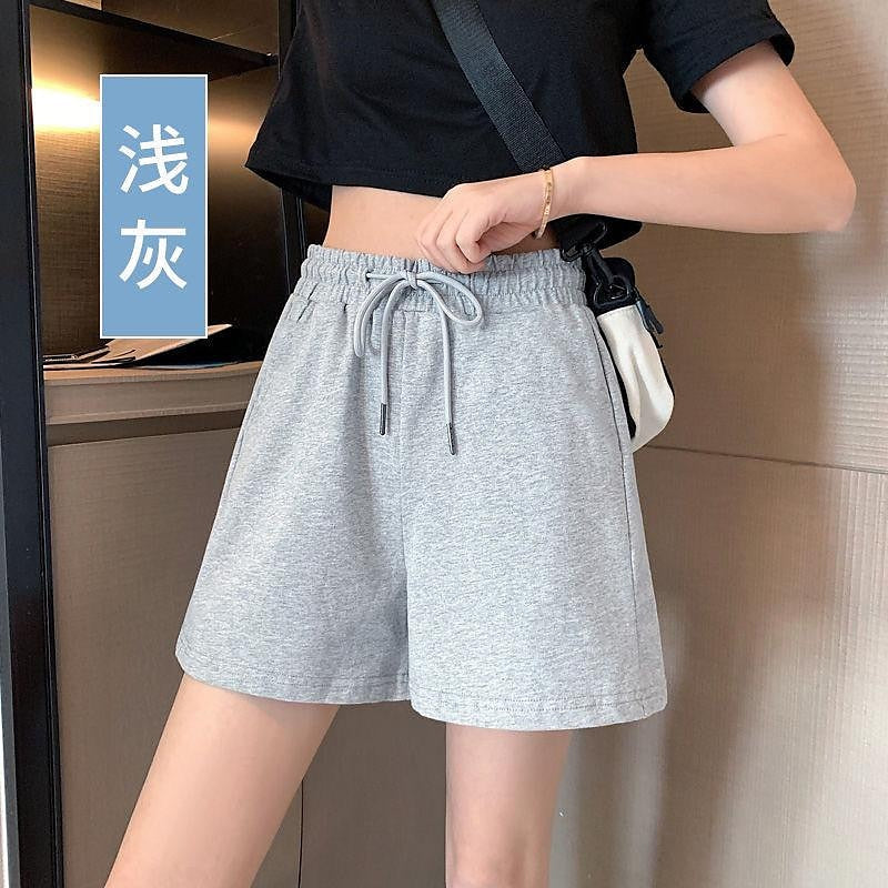 Women's Wide Leg Polyester Plain Black White Fashion Short Casual Weekend