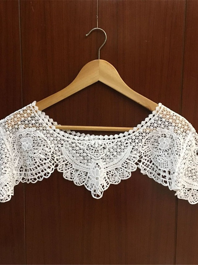 Women's Shrug Jumper Crochet Knit Cropped Lace Trims Hole Solid Color Crew Neck Stylish Elegant Outdoor Date Summer Spring Splash #shawl 980 Big leaf #shawl 988 21*9.5*10.5 - LuckyFash™