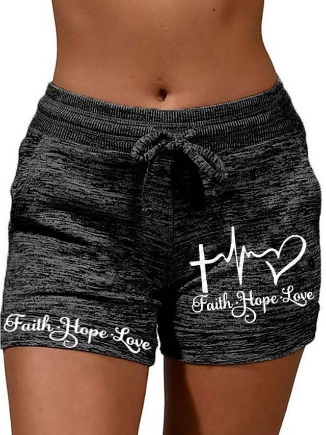 Women's Shorts Cotton Blend Black Grey Fashion Casual Weekend Side Pockets Short Comfort Letter S M L XL 2XL - LuckyFash™