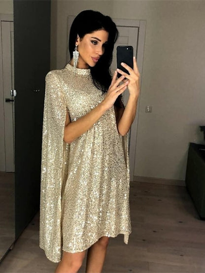 Women's Semi Formal Party Dress Sequin Dress Short Mini Dress Silver Gold Sleeveless Pure Color Sequins Split Spring Summer Crew Neck Stylish Elegant 2023 S M L XL XXL - LuckyFash™