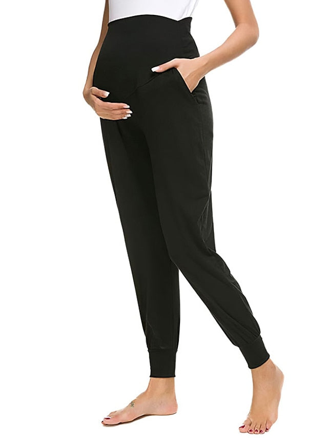 Womenâ€˜s Yoga Pants Maternity Pants Activewear Yoga Style High Waist Quick Dry Gym Workout Dance Pants Bottoms Dark Grey Black Green Sports Activewear Micro-elastic - LuckyFash™