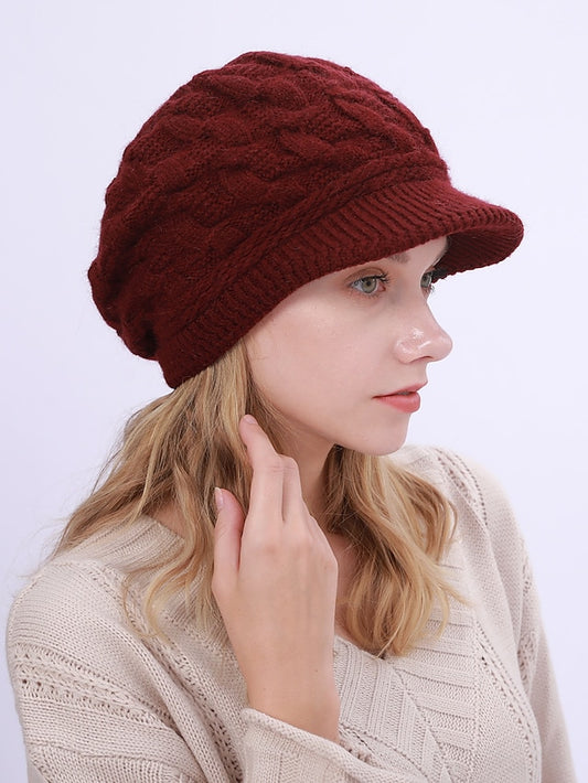 Warm Knitting Beret Hat Winter Women Solid Cap Outdoor Windproof Ear Protection Skiing Hiking Girls Caps - LuckyFash™