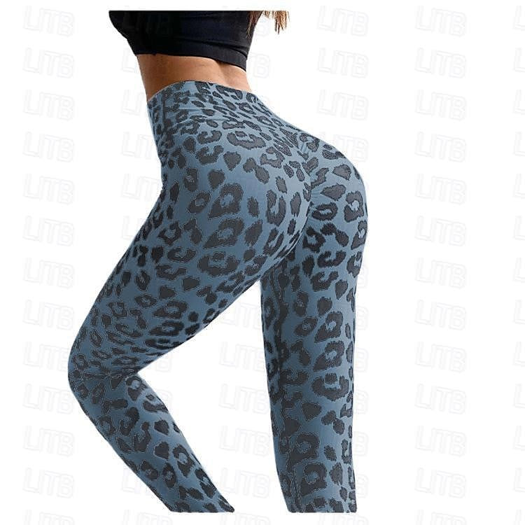 Women's Tights Polyester Leopard Black White Yoga Ankle-Length Yoga