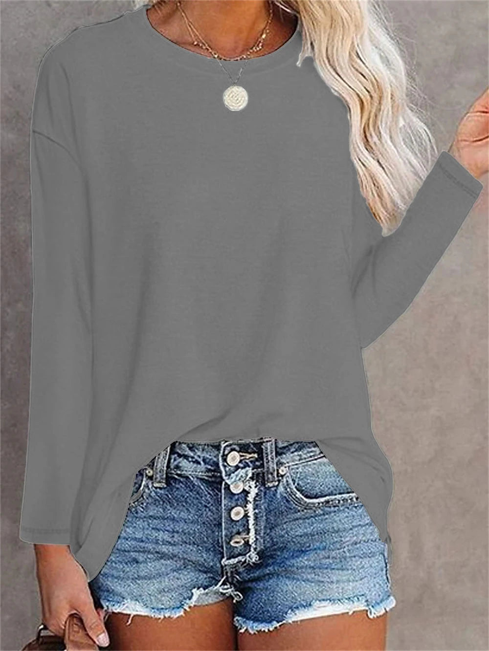 Women's T shirt Tee Plain Daily Weekend Black Long Sleeve Daily Basic Round Neck Fall & Winter