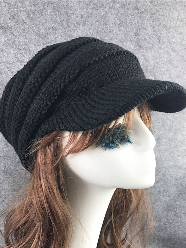 Women's Hat Beanie / Slouchy Black Beige Coffee Outdoor Home Street Knitted Pure Color Portable Windproof Comfort - LuckyFash™