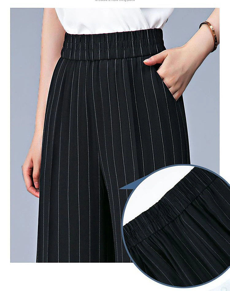 Women‘s Wide Leg Dress Work Pants Trousers Baggy Full Length Pocket Micro-elastic High Rise Streetwear Casual Street Black White XL 2XL Summer Spring